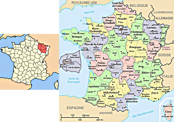 Maps of France showing where Joan of Arc lived when she was young
