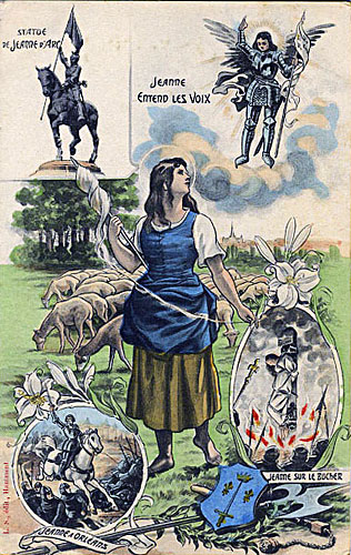 French Holy Card of Joan of Arc and her life events