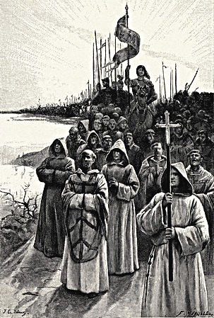 Joan of Arc Leading Her Army with Priests