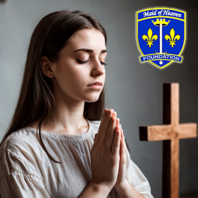 Joan of Arc as young girl praying